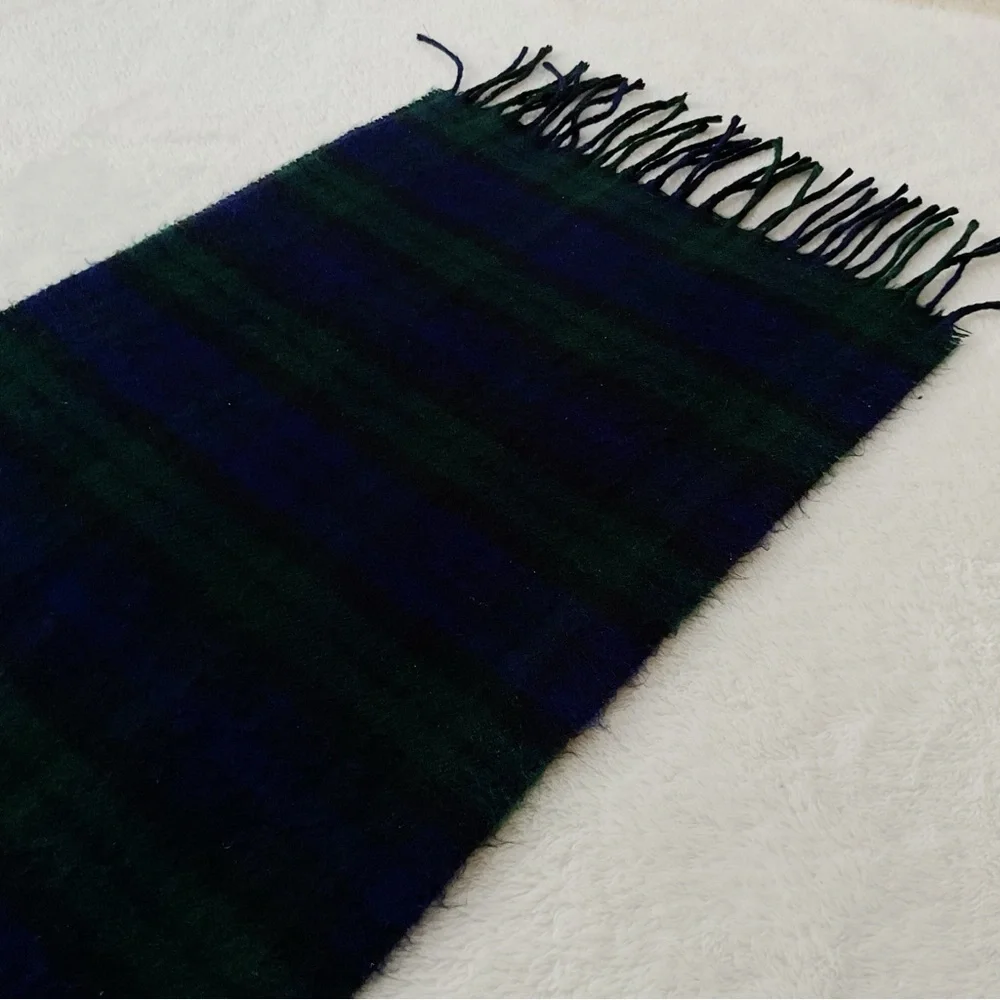 Vintage Christian Dior Monsieur Black Watch Plaid Cashmaire Scarf Made England
